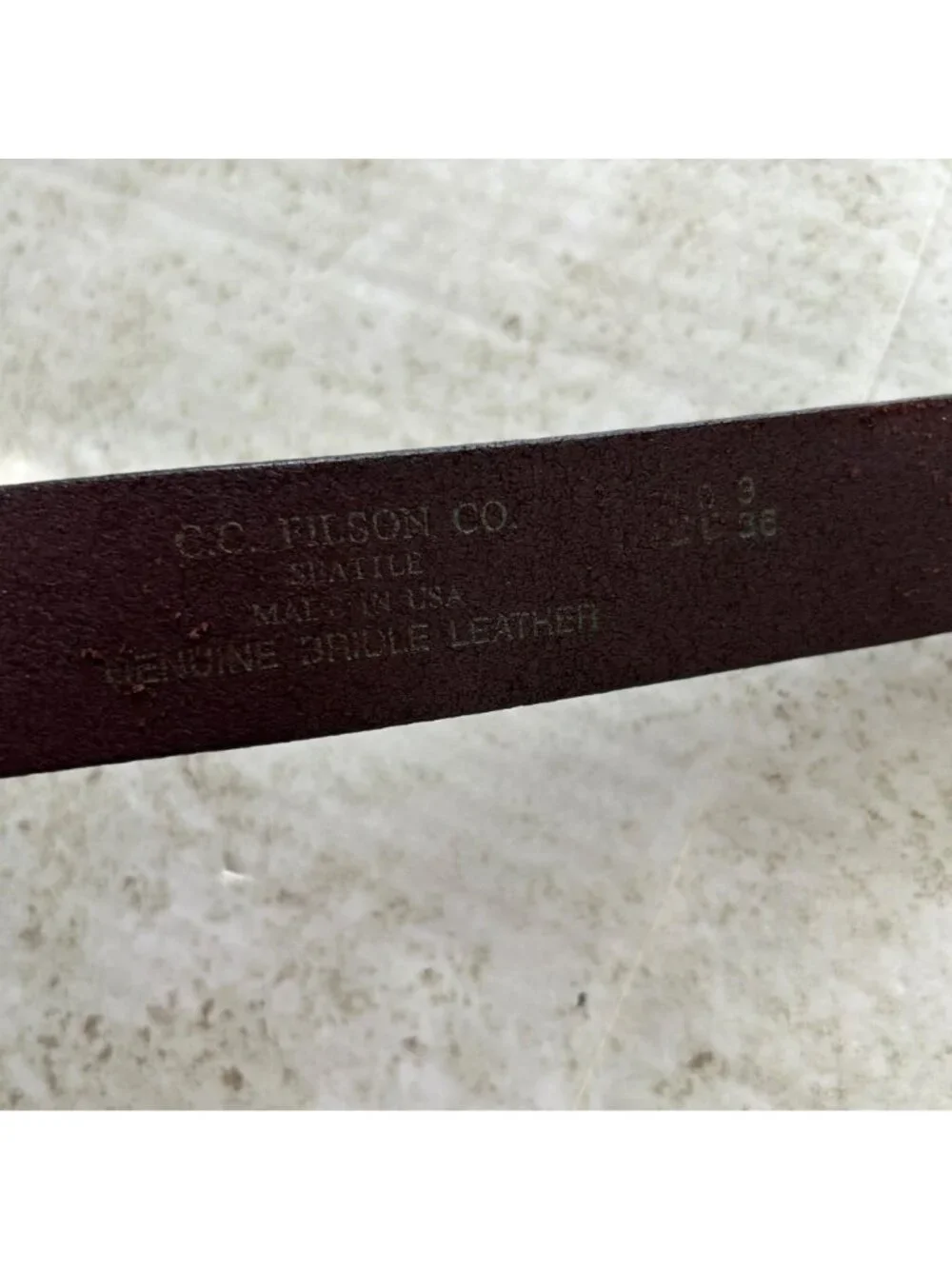 Filson Men's Sz 36 Brown Leather Belt With Brass Buckle Genuine Bridle Leather